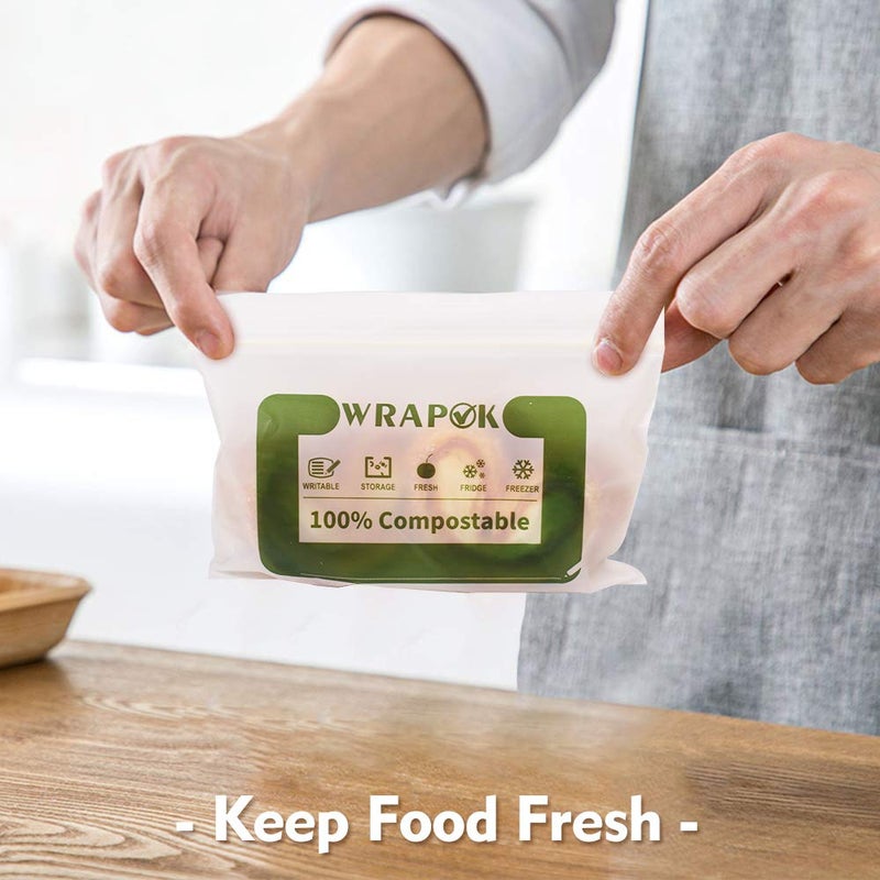 WRAPOK 100% Compostable Snack Bags Small Biodegradable Freezer Sandwich Storage Bag for Cookies Biscuits, 100 Count - 6.3 x 3.9 Inch - Image 4
